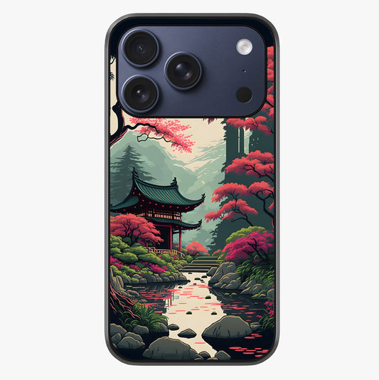 Crimson Temple View Glass Case showing full back design in clean flat view with glossy glass finish.
