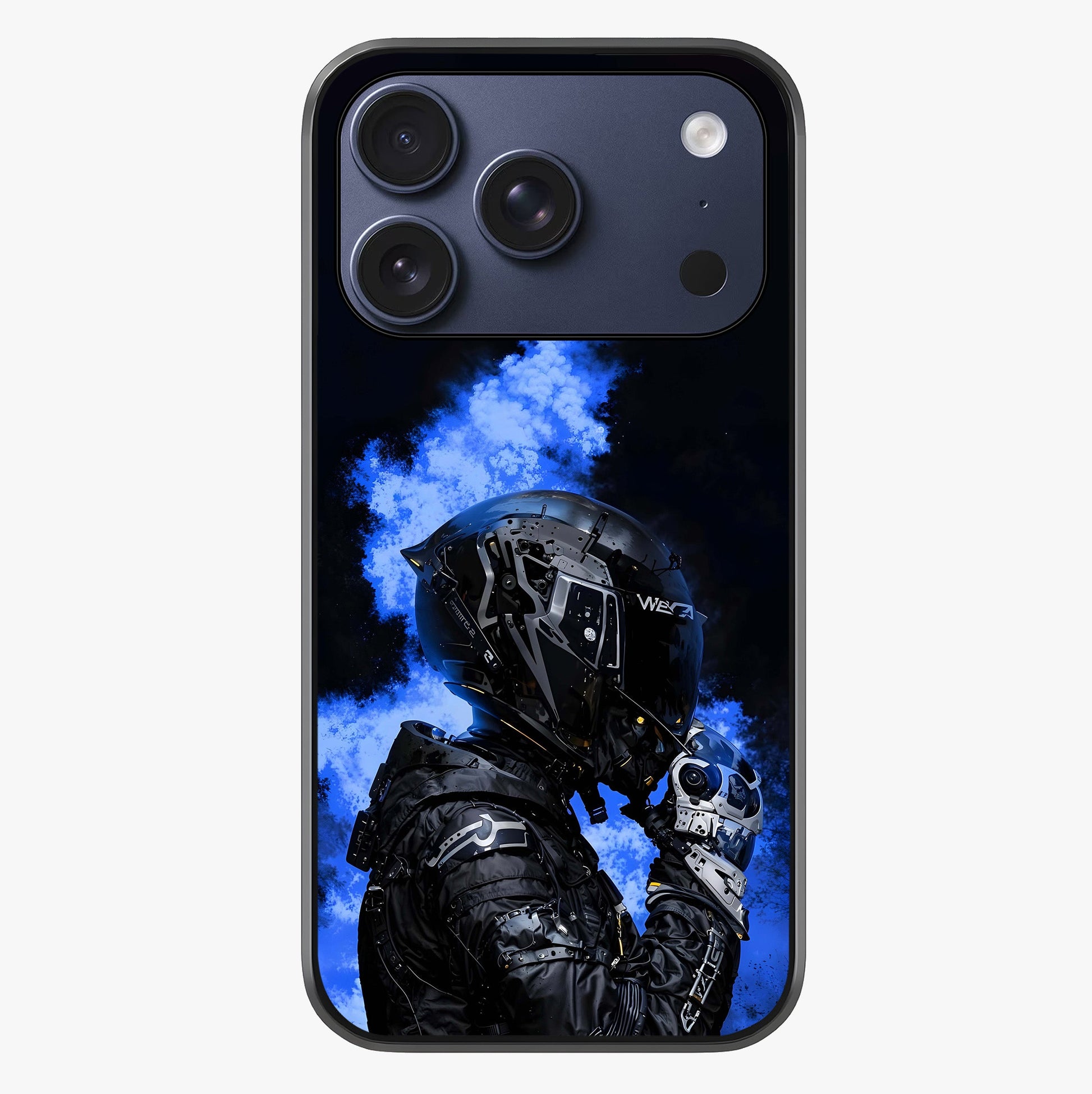 Cyber Sentinel Protocol Glass Case showing full back design in clean flat view with glossy glass finish.