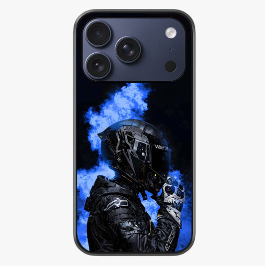 Cyber Sentinel Protocol Glass Case showing full back design in clean flat view with glossy glass finish.