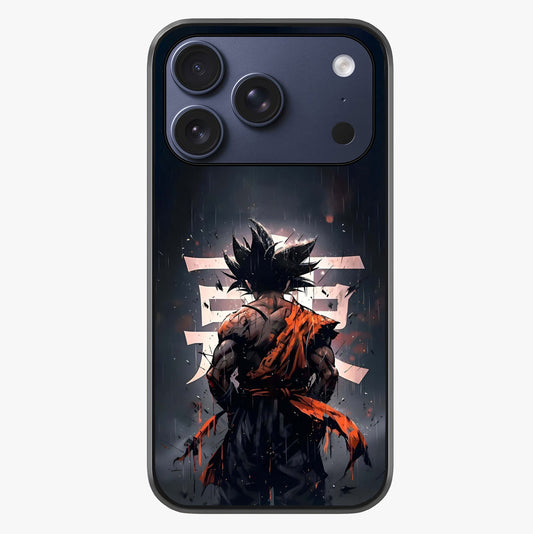 Dark Warrior In Rain Glass Case showing full back design in clean flat view with glossy glass finish.