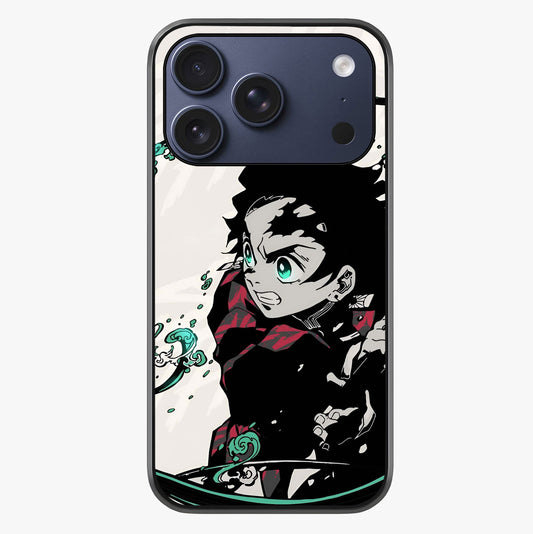 Demon Slayer Glass Case showing full back design in clean flat view with glossy glass finish.