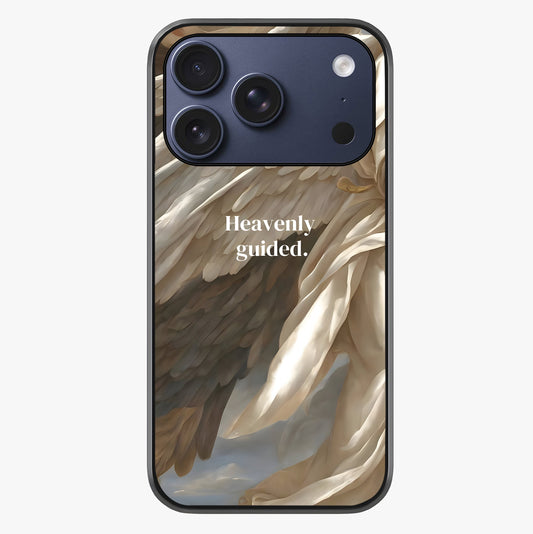Divine Winged Grace Glass Case showing full back design in clean flat view with glossy glass finish.