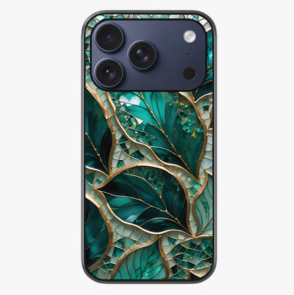 Emerald Leaf Glass Glass Case showing full back design in clean flat view with glossy glass finish.