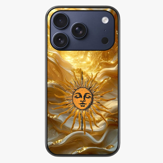 Eternal Golden Glow Glass Case showing full back design in clean flat view with glossy glass finish.