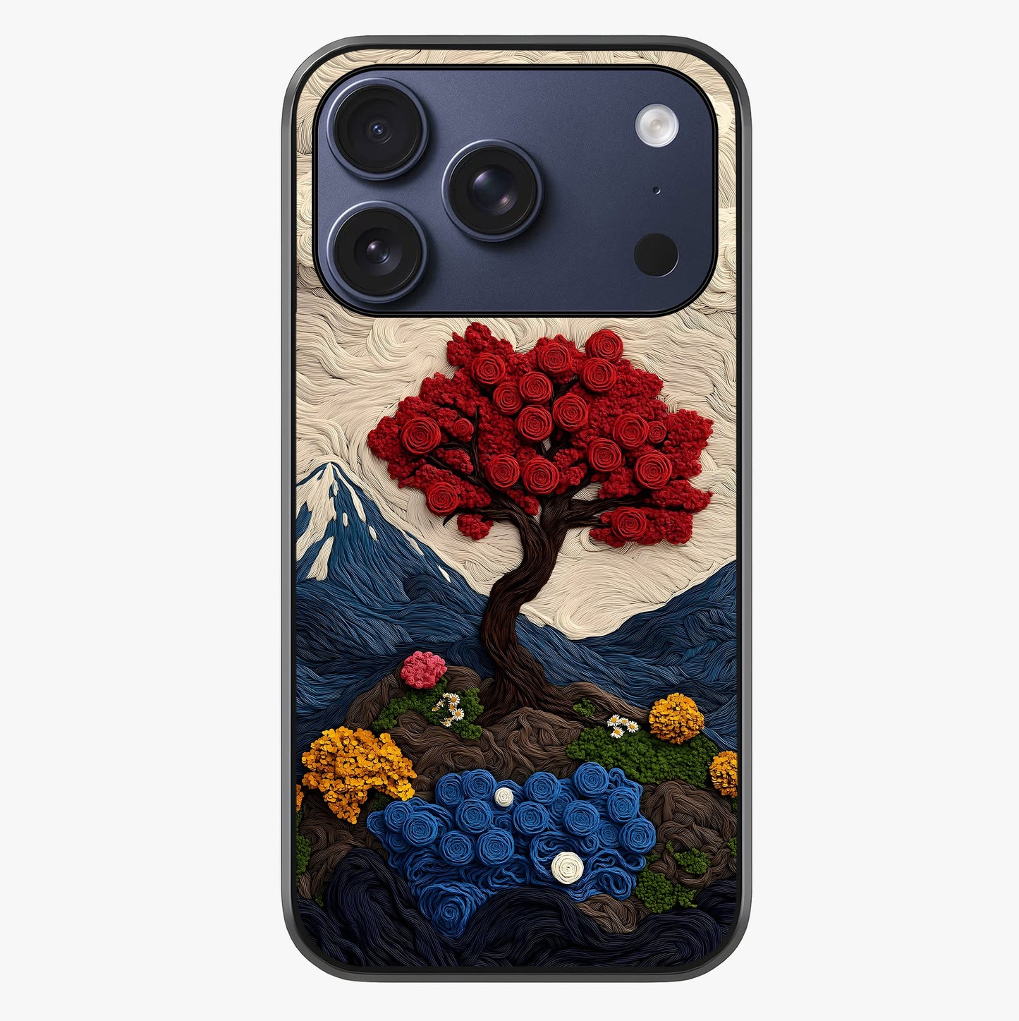 Eternal Nature Tapestry Glass Case showing full back design in clean flat view with glossy glass finish.