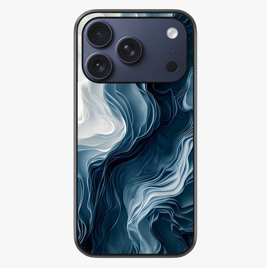 Ethereal Paper Marble Glass Case showing full back design in clean flat view with glossy glass finish.