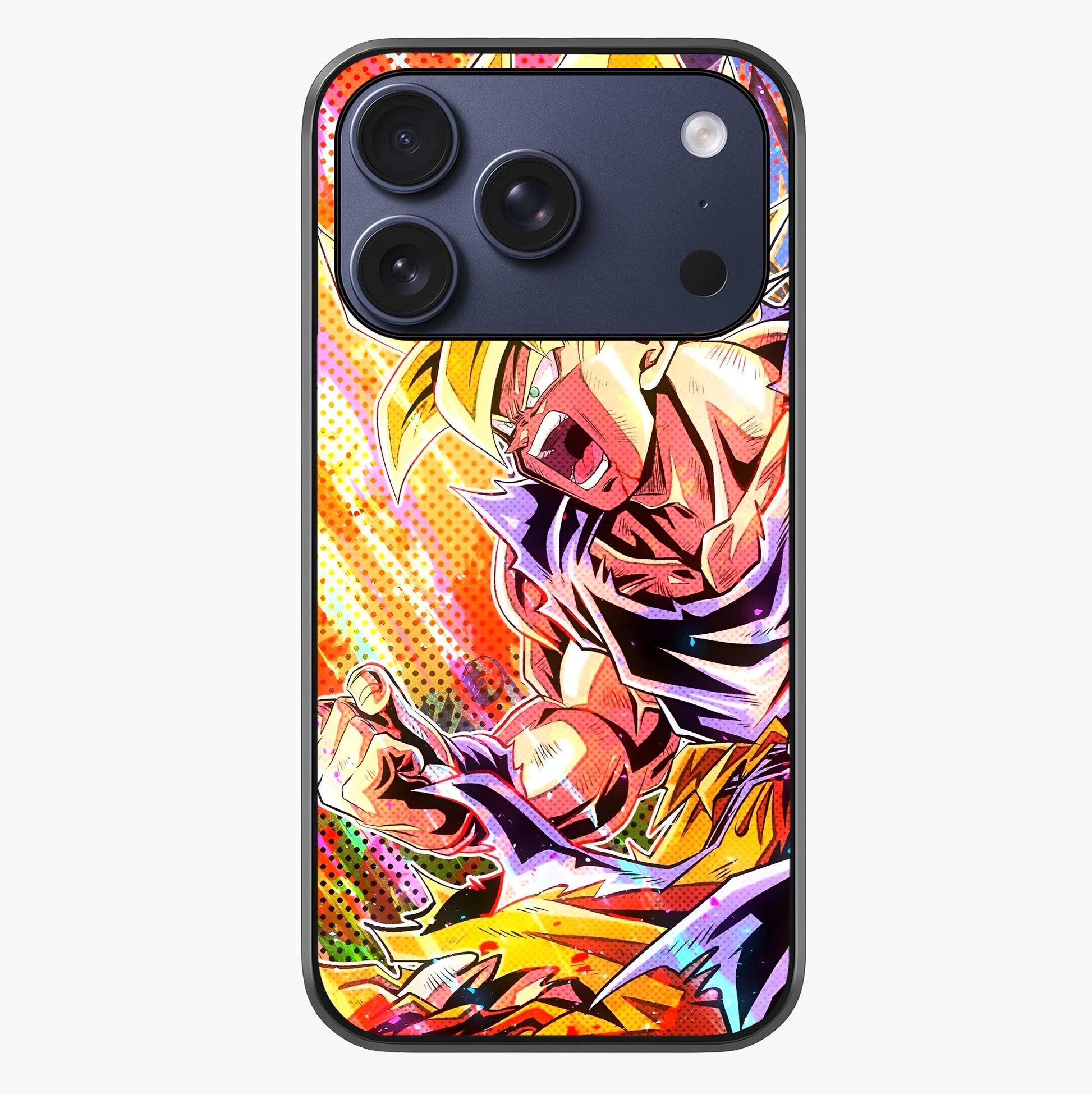 Firing Goku Glass Case showing full back design in clean flat view with glossy glass finish.