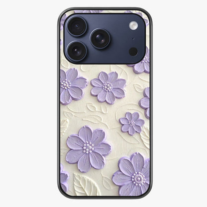 Floral Wall Art With Purple Flowers Glass Case showing full back design in clean flat view with glossy glass finish.