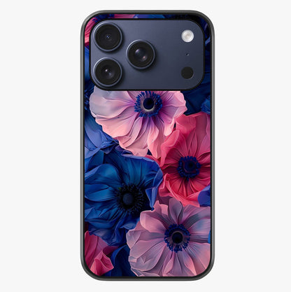 Flower Paper Art Pattern Glass Case showing full back design in clean flat view with glossy glass finish.