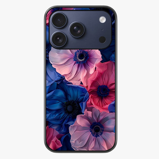 Flower Paper Art Pattern Glass Case showing full back design in clean flat view with glossy glass finish.
