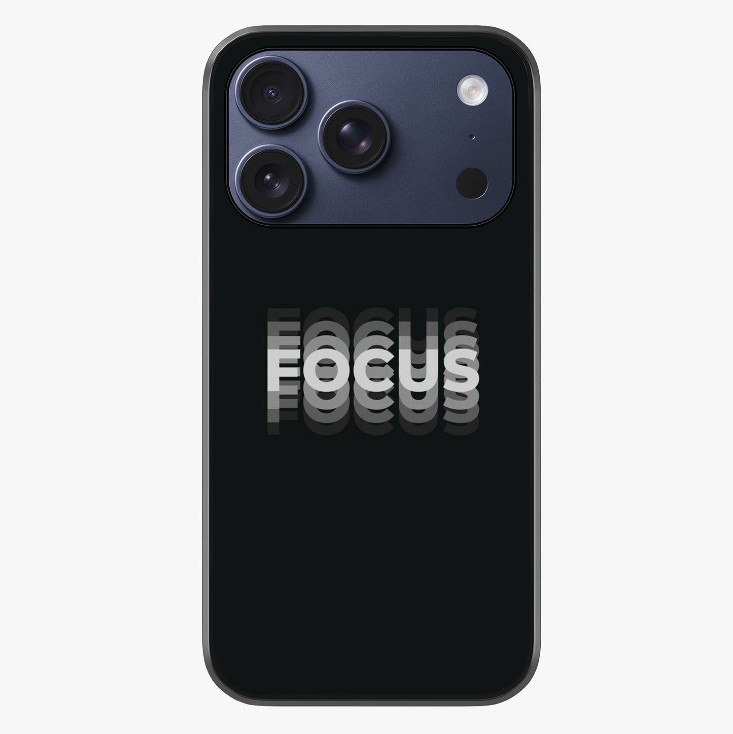 Focus Mode On Glass Case showing full back design in clean flat view with glossy glass finish.