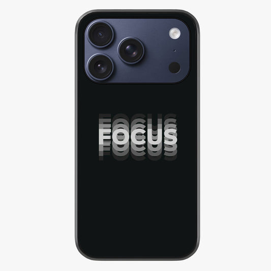 Focus Mode On Glass Case showing full back design in clean flat view with glossy glass finish.
