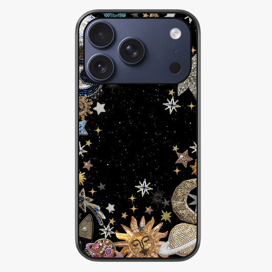 Galactic Jewel Stars Glass Case showing full back design in clean flat view with glossy glass finish.