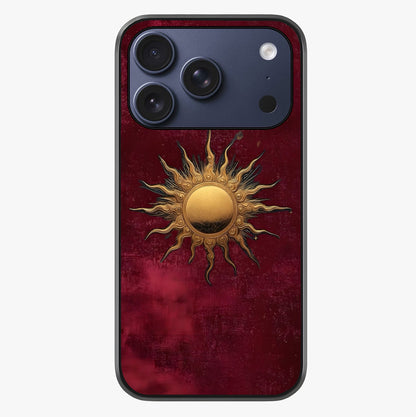 Gold Sun Blush Glass Case showing full back design in clean flat view with glossy glass finish.