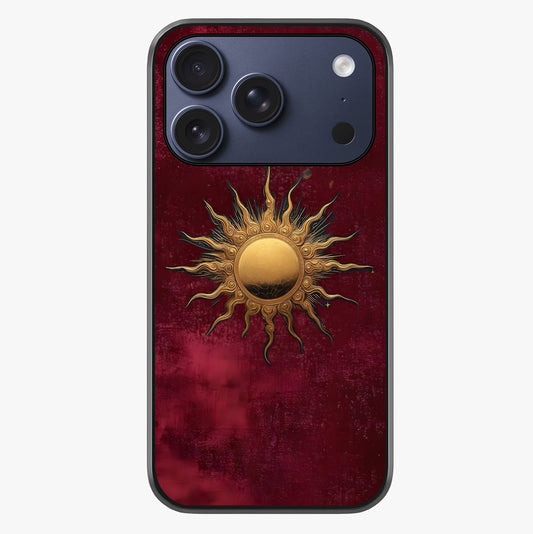Gold Sun Blush Glass Case showing full back design in clean flat view with glossy glass finish.
