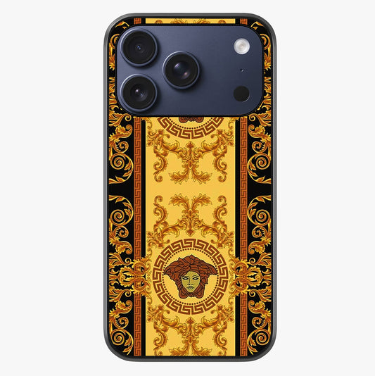 Golden Royal Heritage Glass Case showing full back design in clean flat view with glossy glass finish.