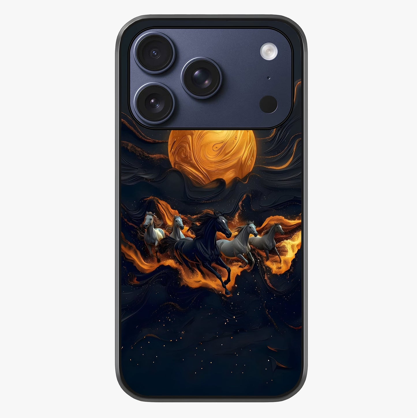 Golden Stallion Moonride Glass Case showing full back design in clean flat view with glossy glass finish.