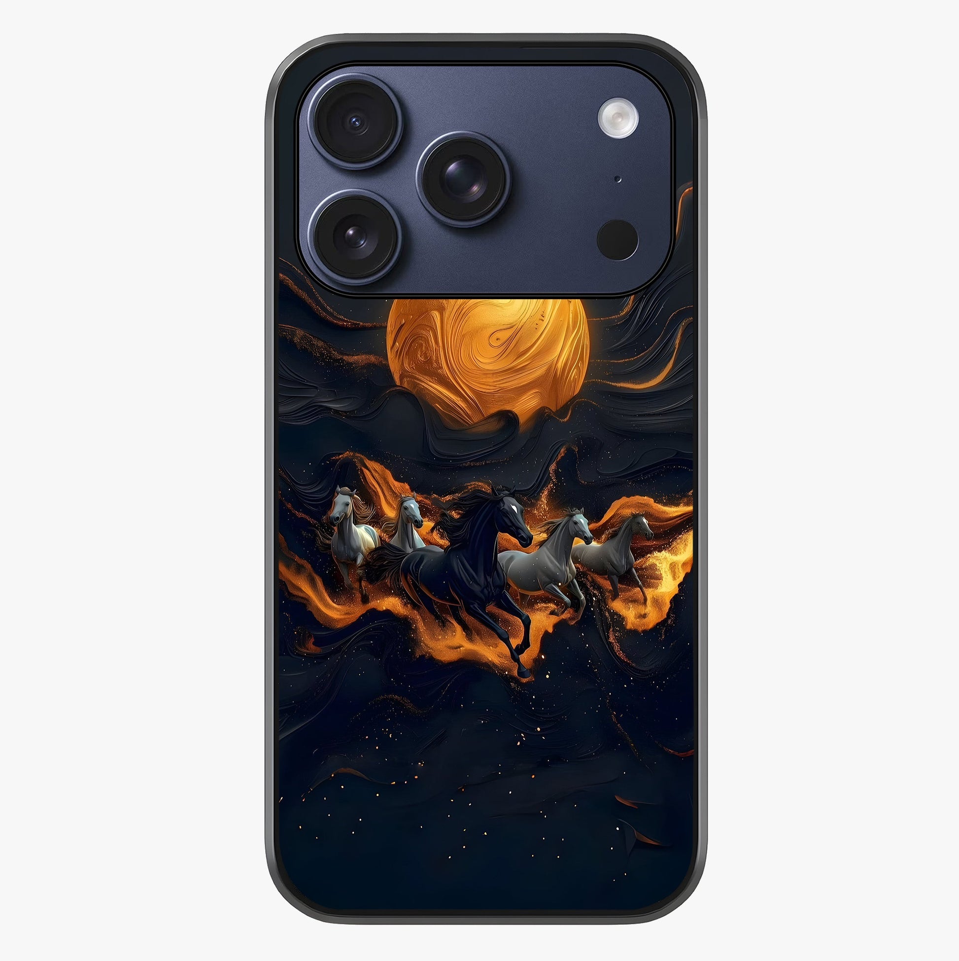 Golden Stallion Moonride Glass Case showing full back design in clean flat view with glossy glass finish.
