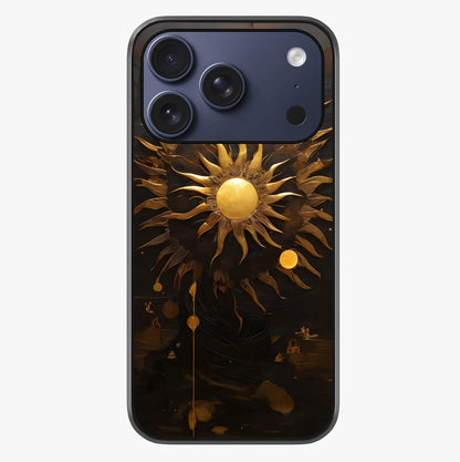 Golden Sun Majesty Glass Case showing full back design in clean flat view with glossy glass finish.