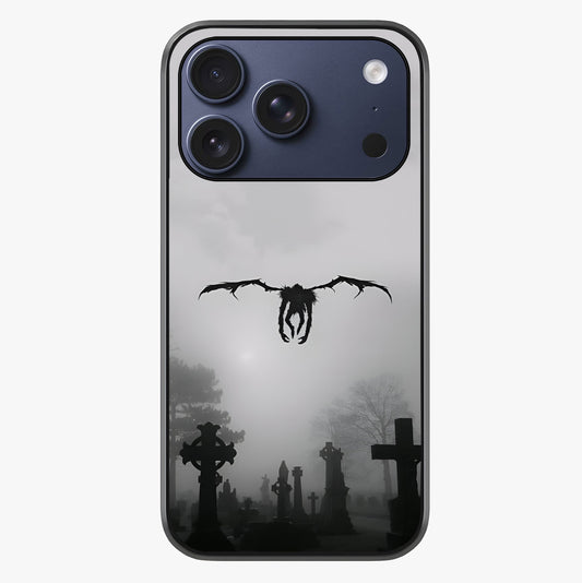 Graveyard Shadow Descent Glass Case showing full back design in clean flat view with glossy glass finish.