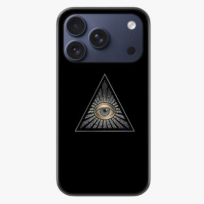 Illuminati Evil Glass Case showing full back design in clean flat view with glossy glass finish.