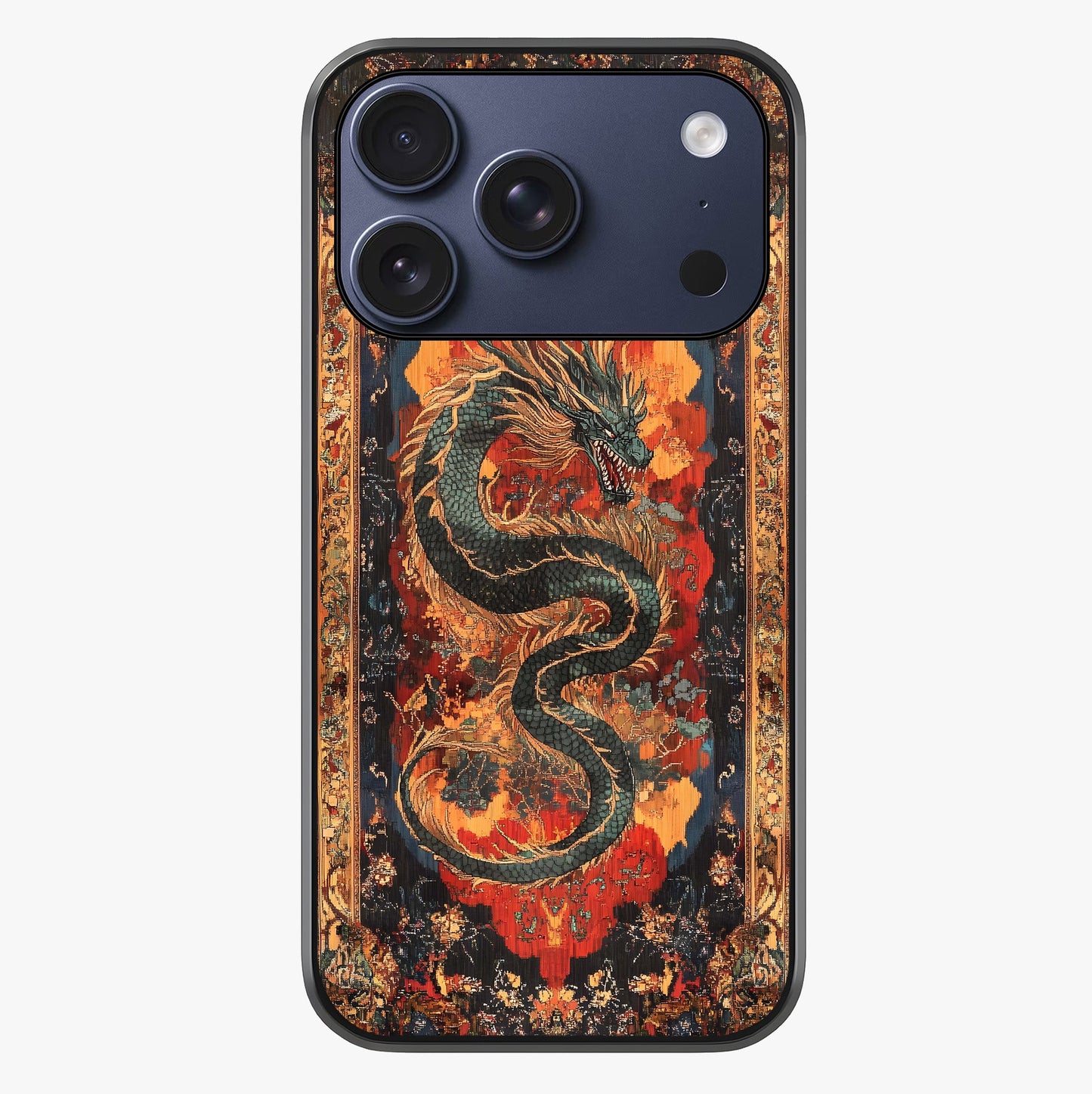 Inferno Dragon Soul Glass Case showing full back design in clean flat view with glossy glass finish.