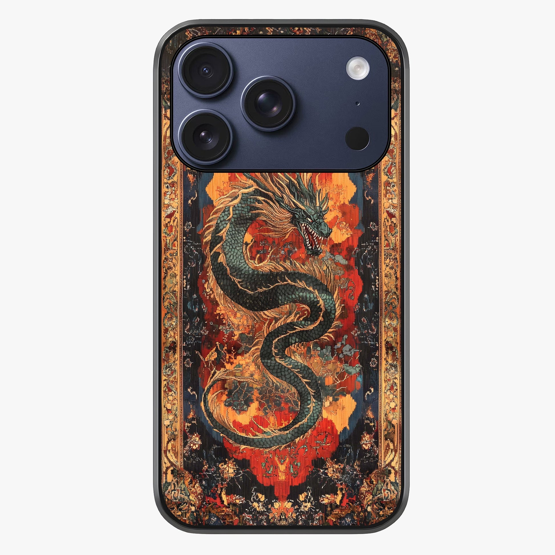 Inferno Dragon Soul Glass Case showing full back design in clean flat view with glossy glass finish.