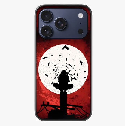 Itachi Limited Edition Naruto Anime Glass Case showing full back design in clean flat view with glossy glass finish.