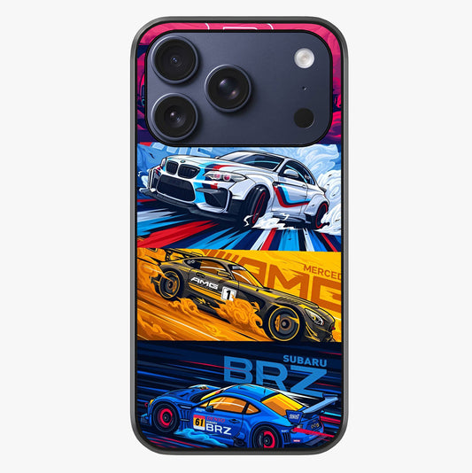 Jdm Sports Car Glass Case showing full back design in clean flat view with glossy glass finish.