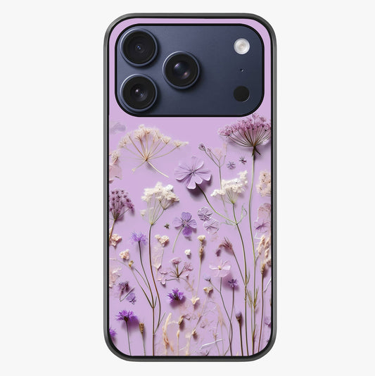 Lavender Blossom Dream Glass Case showing full back design in clean flat view with glossy glass finish.
