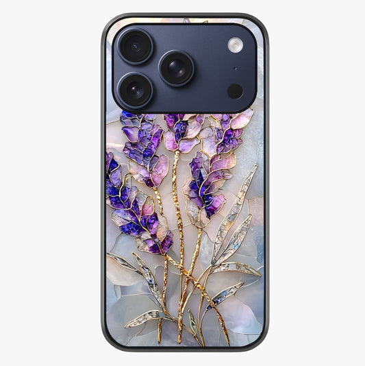 Lavender Dream Glow Glass Case showing full back design in clean flat view with glossy glass finish.