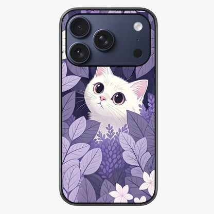 Lilac Hide Peek Cat Glass Case showing full back design in clean flat view with glossy glass finish.