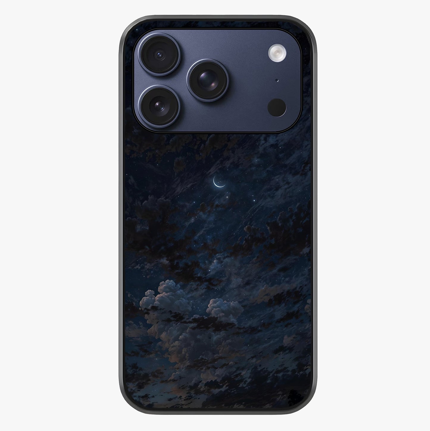 Lunar Veil Silence Glass Case showing full back design in clean flat view with glossy glass finish.