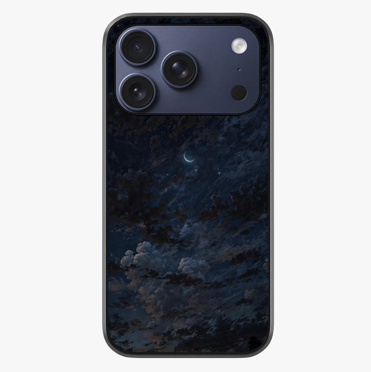 Lunar Veil Silence Glass Case showing full back design in clean flat view with glossy glass finish.