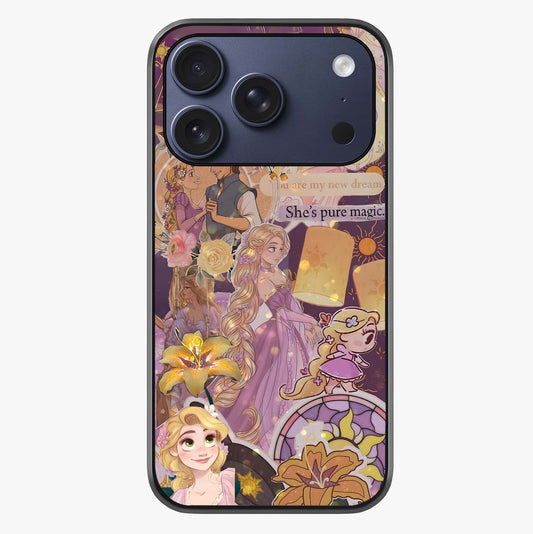 Magical Tangled Dream Glass Case showing full back design in clean flat view with glossy glass finish.