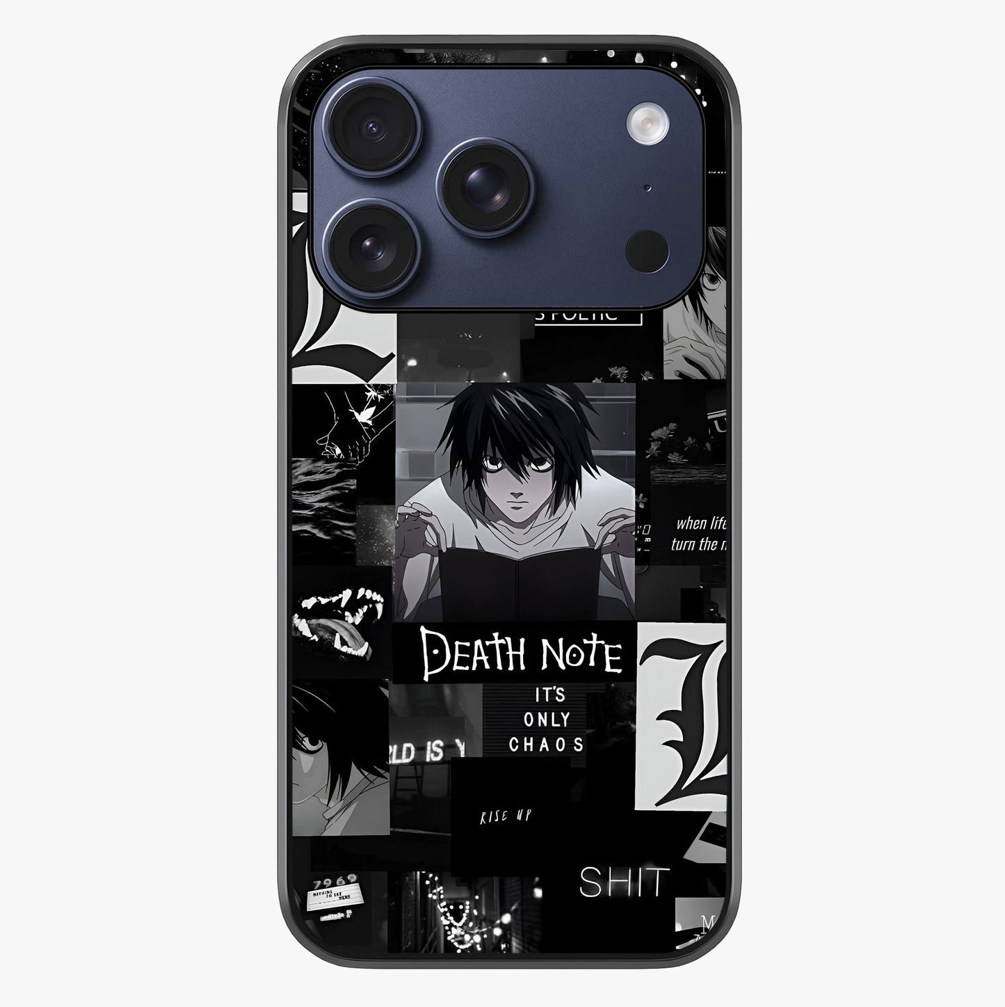 Midnight Chaos Mind Glass Case showing full back design in clean flat view with glossy glass finish.