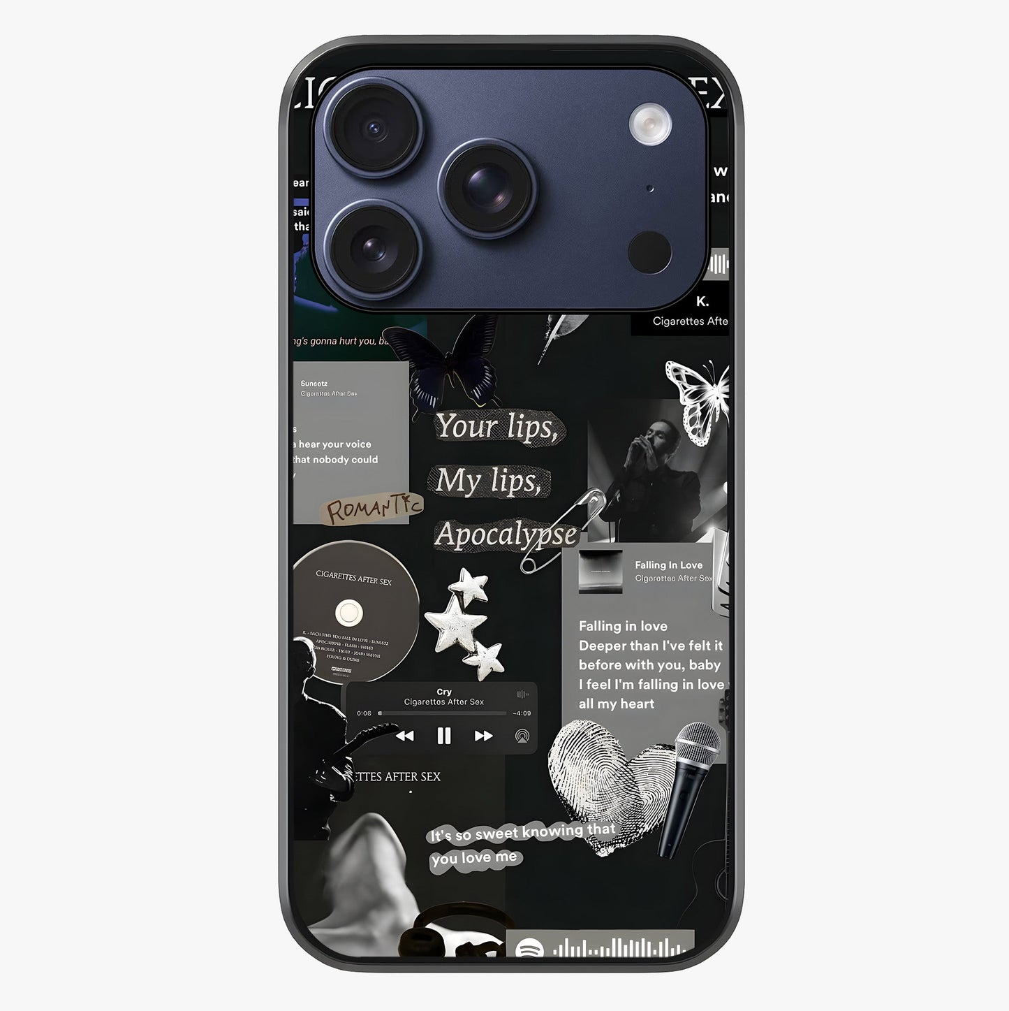Midnight Love Echo Glass Case showing full back design in clean flat view with glossy glass finish.