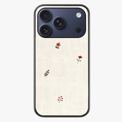 Minimal Petal Whispers Glass Case showing full back design in clean flat view with glossy glass finish.