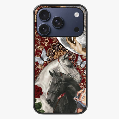 Moonlit Royal Stallion Glass Case showing full back design in clean flat view with glossy glass finish.