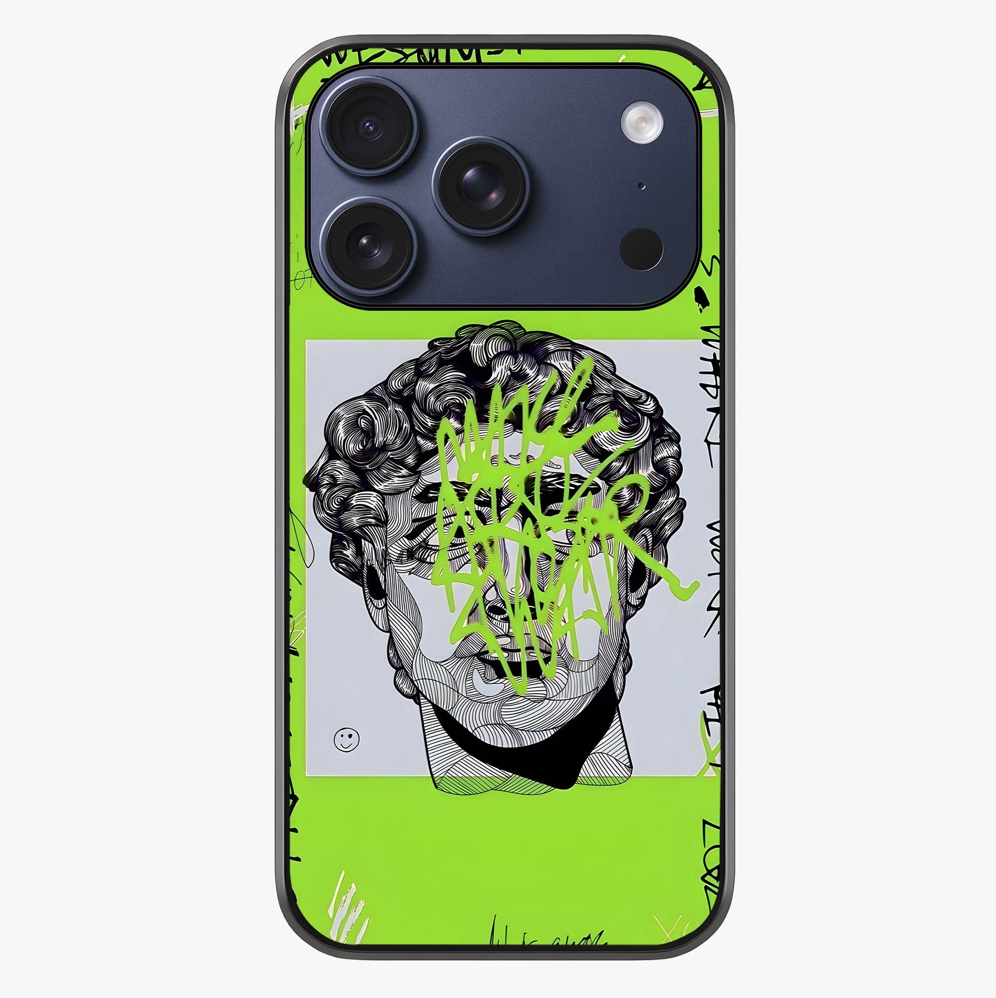 Neo Graffiti Rebellion Glass Case showing full back design in clean flat view with glossy glass finish.