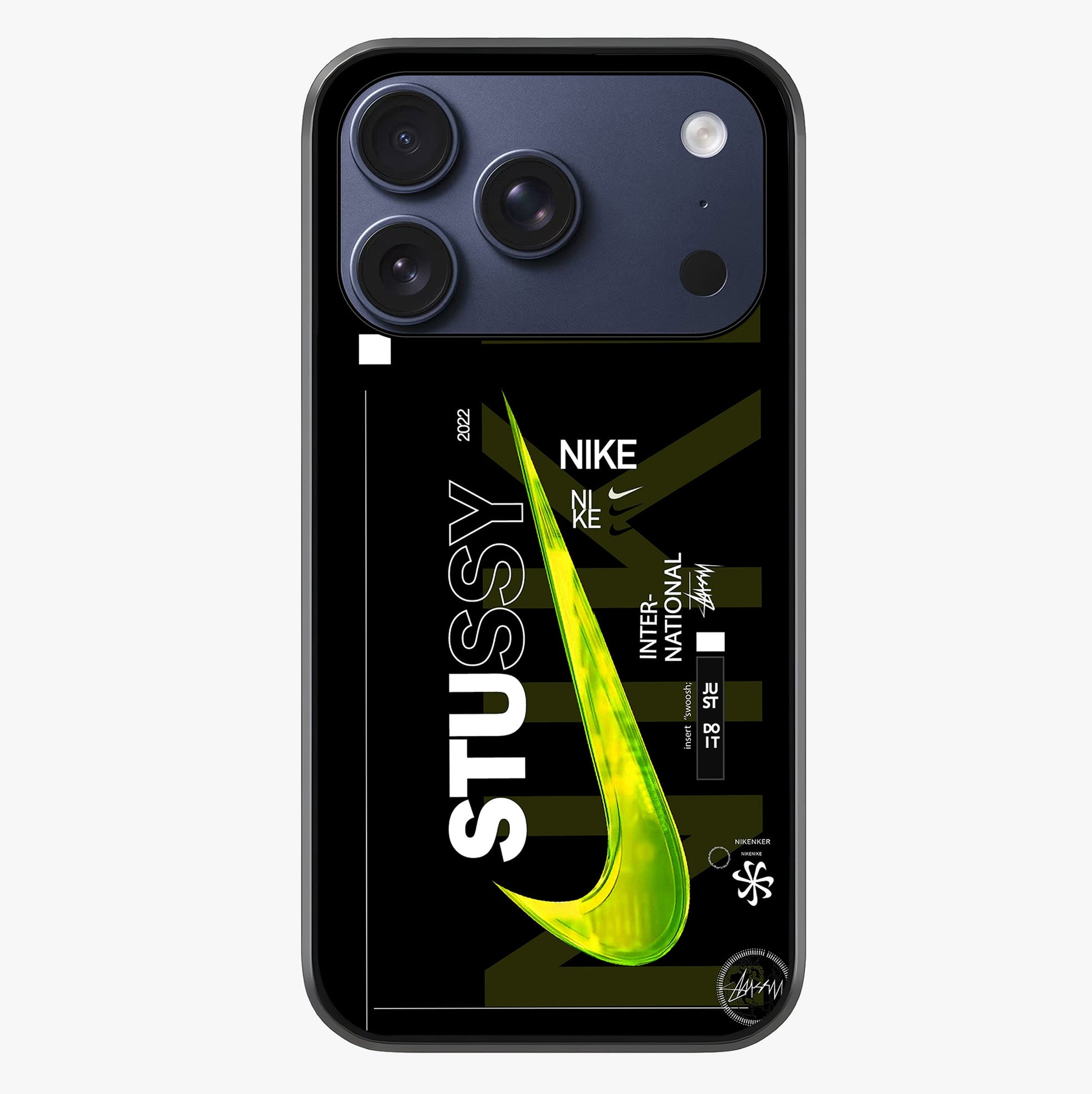 Neon Street Edition Glass Case showing full back design in clean flat view with glossy glass finish.