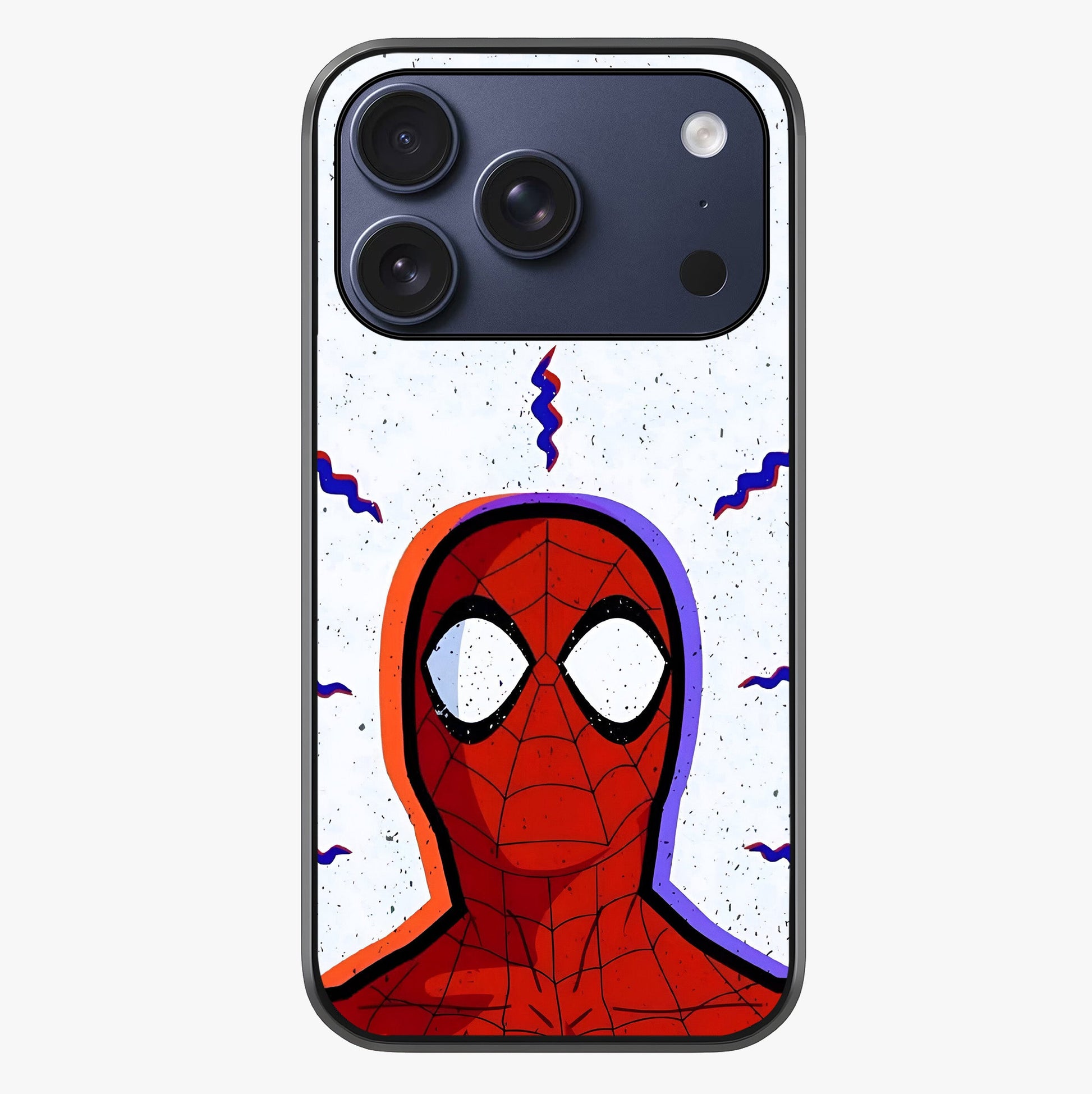 Omg Spiderman Glass Case showing full back design in clean flat view with glossy glass finish.