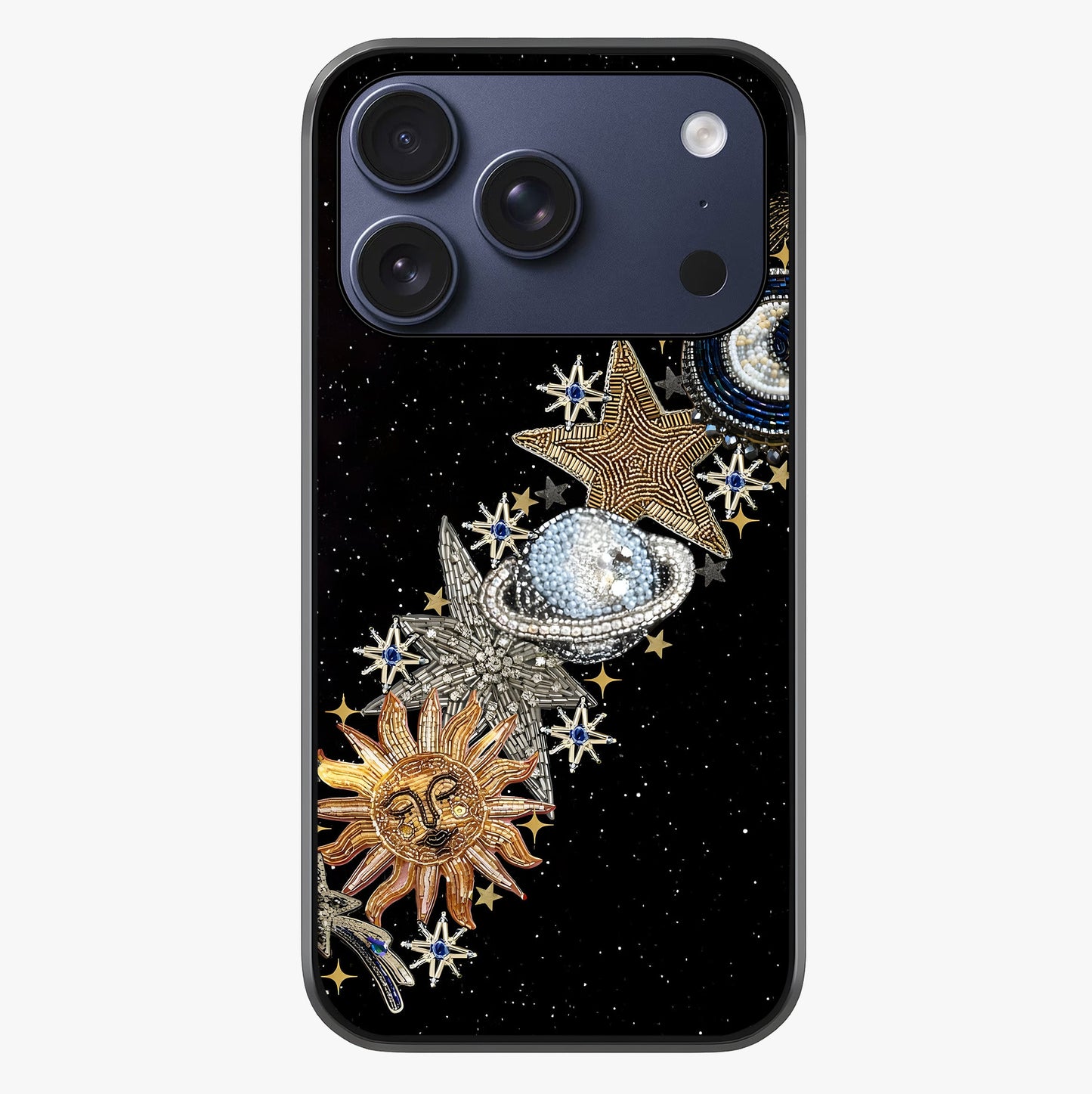 Pearls Universe Object Glass Case showing full back design in clean flat view with glossy glass finish.