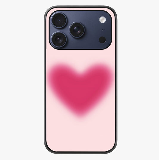 Pink Aura Heart Glass Case showing full back design in clean flat view with glossy glass finish.