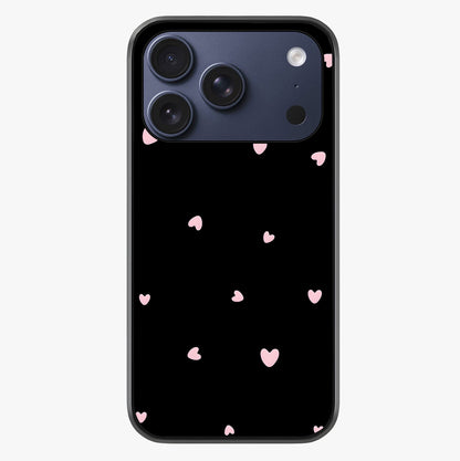 Pink Love Drops Glass Case showing full back design in clean flat view with glossy glass finish.