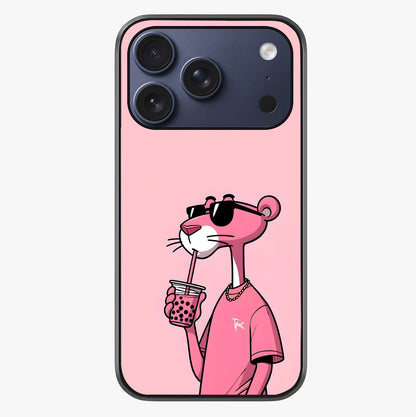 Pink Panther Glass Case showing full back design in clean flat view with glossy glass finish.