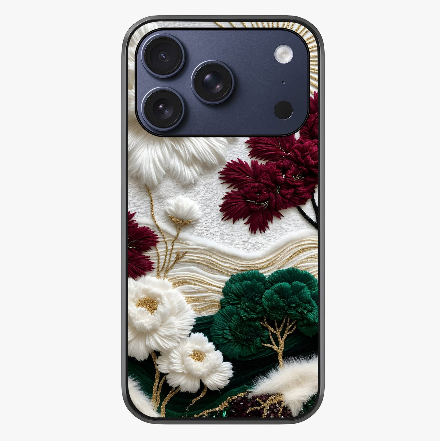 Radiant Bloom Elegance Glass Case showing full back design in clean flat view with glossy glass finish.