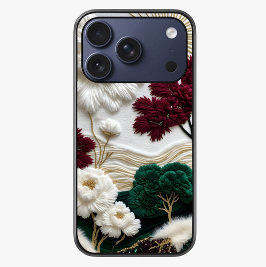 Radiant Bloom Elegance Glass Case showing full back design in clean flat view with glossy glass finish.