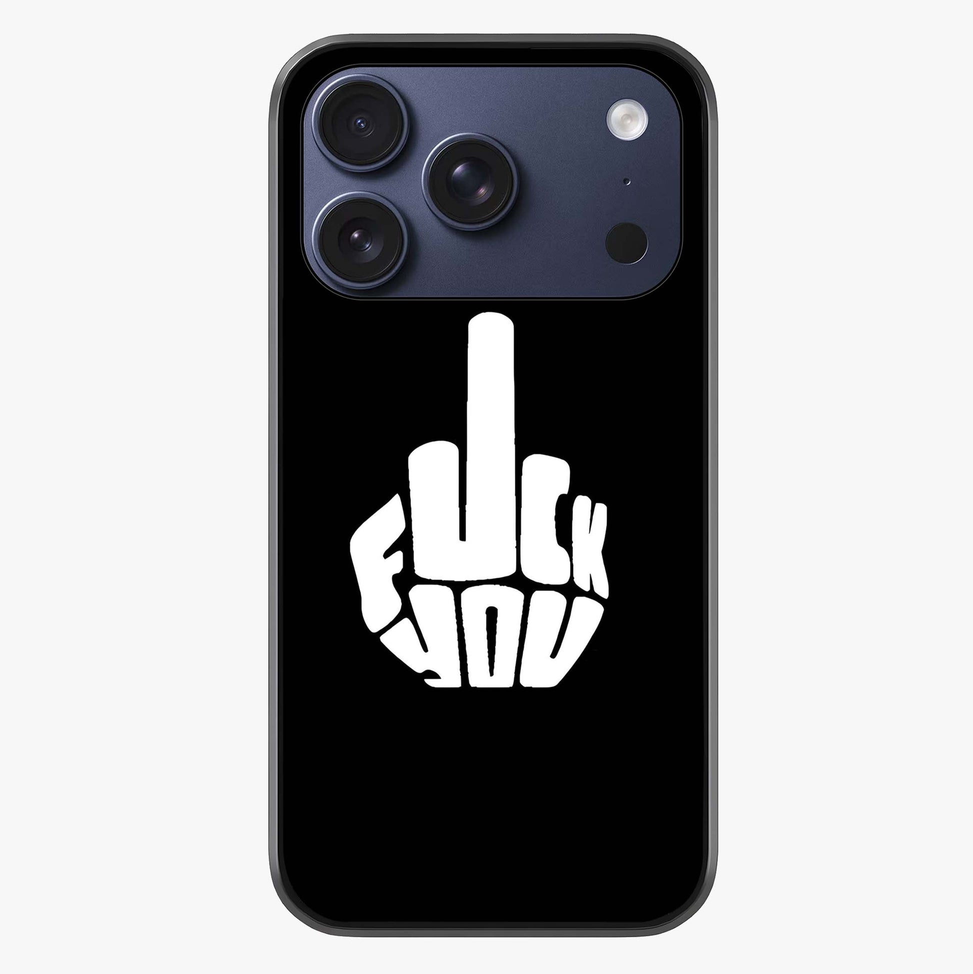 Rebel Mode On Glass Case showing full back design in clean flat view with glossy glass finish.