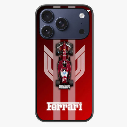 Red Ferrari F1 Vertical Glass Case showing full back design in clean flat view with glossy glass finish.